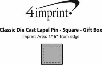 Imprint Area of Classic Die Cast Lapel Pin - Square - Gift Box