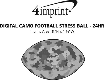 Imprint Area of Digital Camo Football Stress Ball - 24 hr