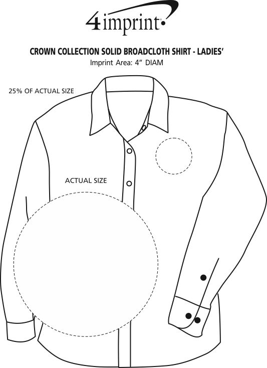 Imprint Area of Crown Collection Solid Broadcloth Shirt - Ladies'