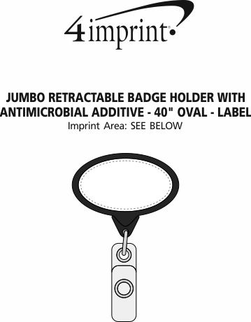 Imprint Area of Jumbo Retractable Badge Holder with Antimicrobial Additive - 40" Oval - Label