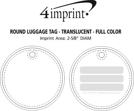 Imprint Area of Round Luggage Tag - Translucent - Full Color