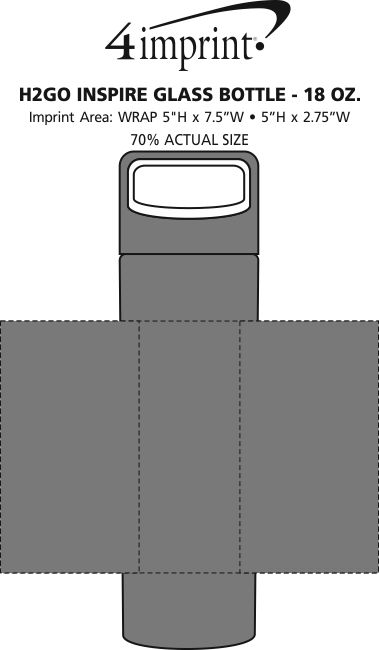 Imprint Area of h2go Inspire Glass Bottle - 18 oz.