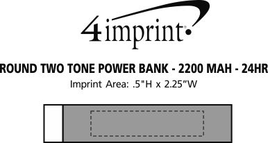 Imprint Area of Round Two Tone Power Bank - 24 hr