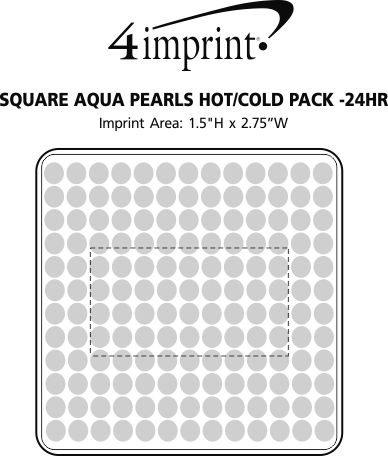Imprint Area of Square Aqua Pearls Hot/Cold Pack - 24 hr