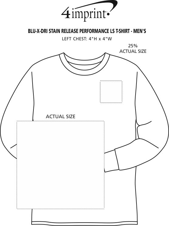 Imprint Area of BLU-X-DRI Stain Release Performance LS T-Shirt - Men's