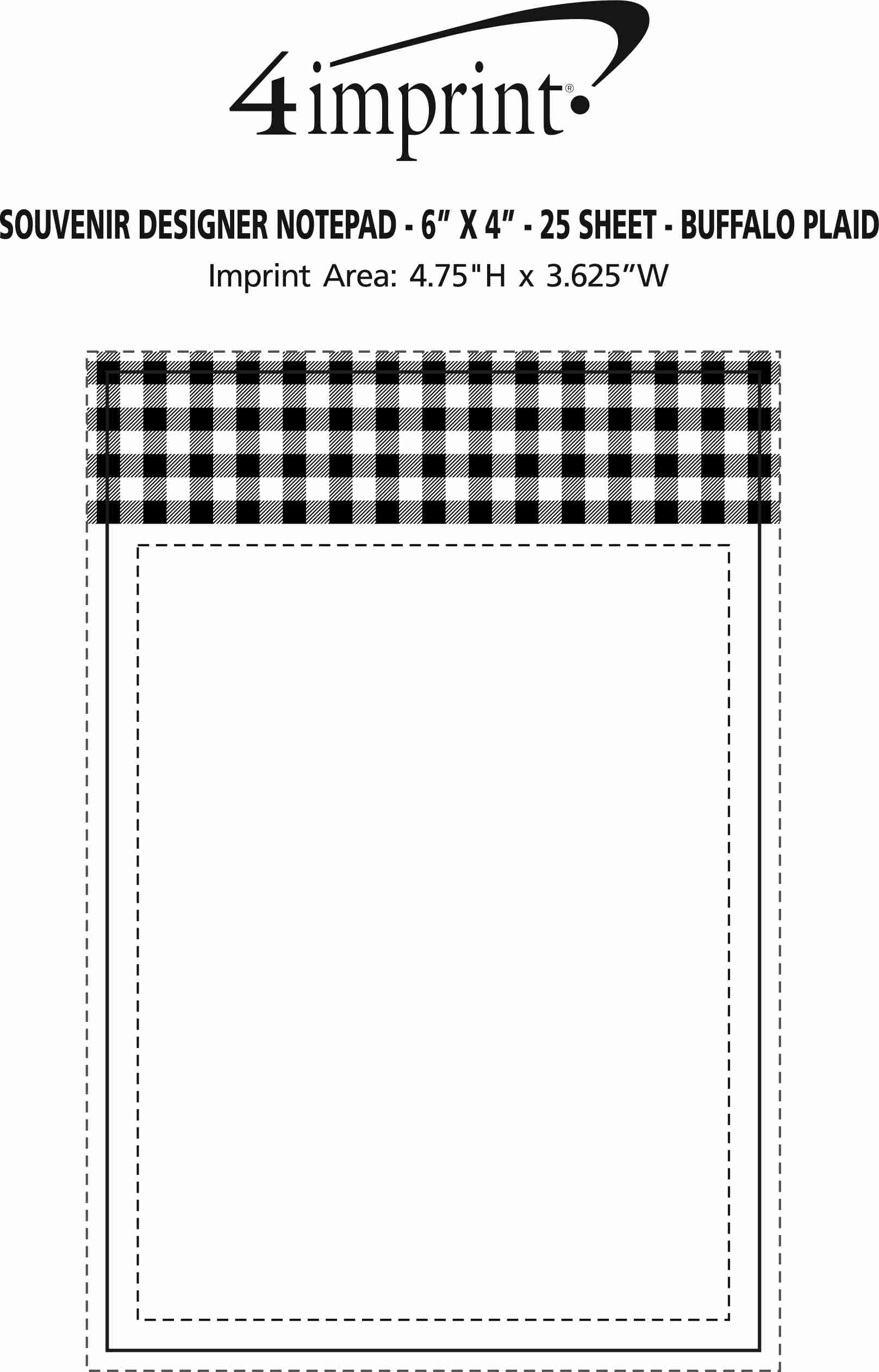 Imprint Area of Souvenir Designer Notepad - 6” x 4” - 25 Sheet - Buffalo Plaid