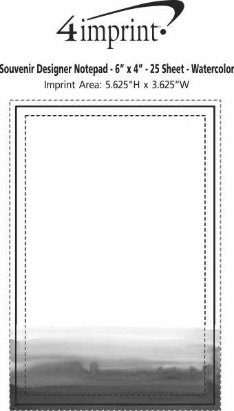 Imprint Area of Souvenir Designer Notepad - 6" x 4" - 25 Sheet - Watercolor