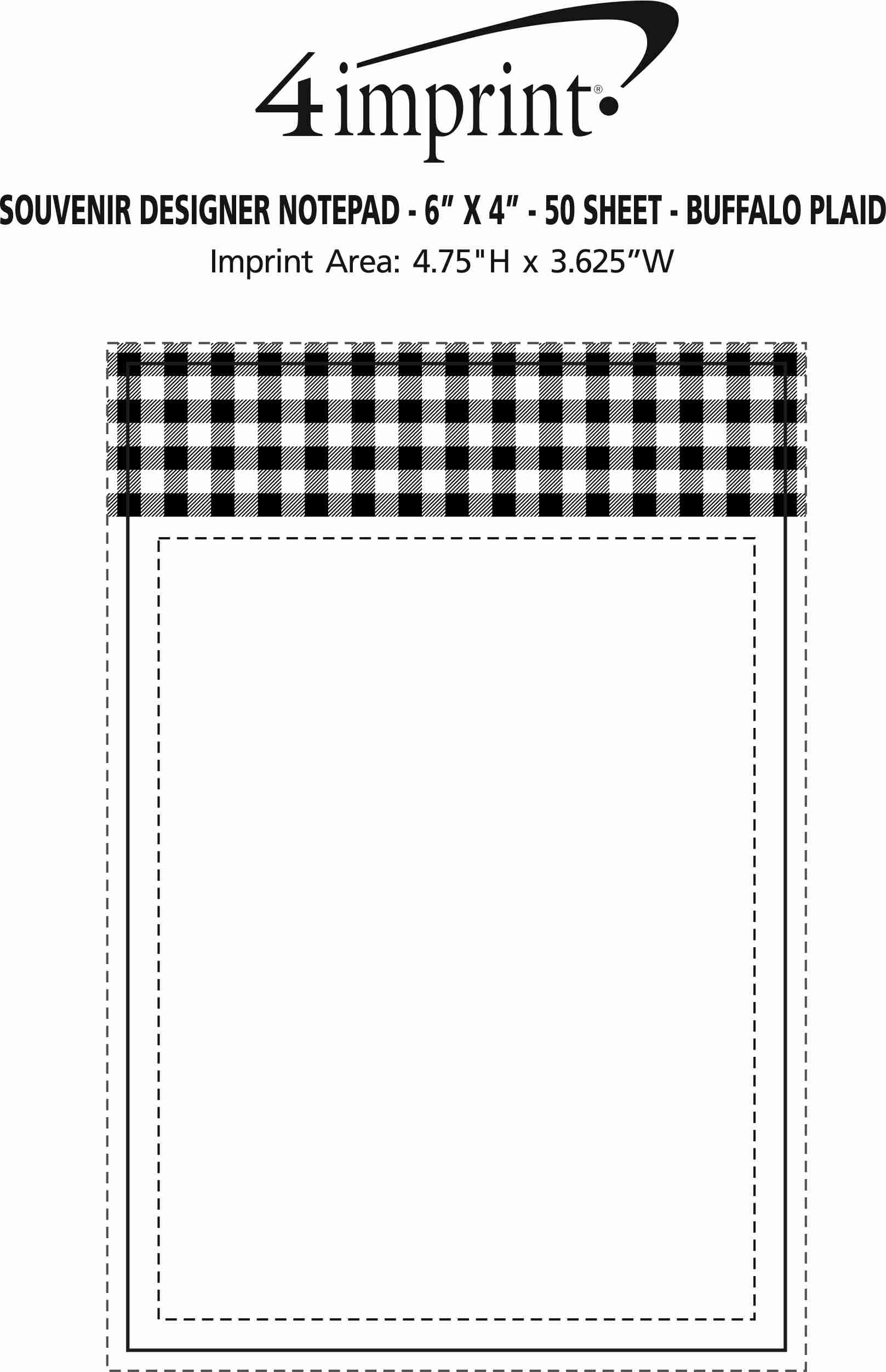 Imprint Area of Souvenir Designer Notepad - 6” x 4” - 50 Sheet - Buffalo Plaid
