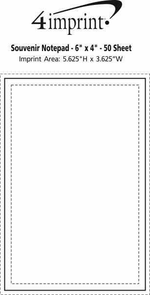 Imprint Area of Souvenir Notepad - 6" x 4" - 50 Sheet