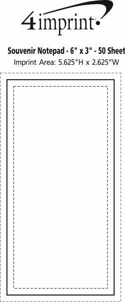 Imprint Area of Souvenir Notepad - 6" x 3" - 50 Sheet