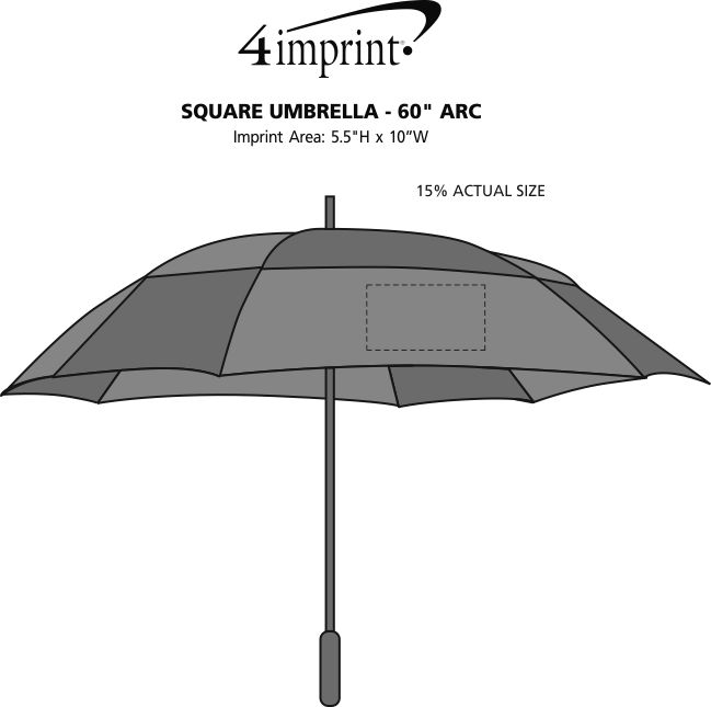 Imprint Area of Square Umbrella - 60" Arc