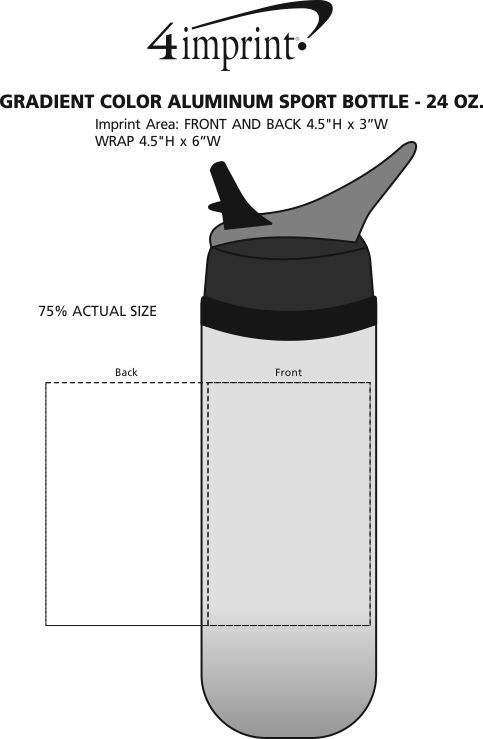 Imprint Area of Gradient Color Aluminum Sport Bottle with Straw Lid - 24 oz.