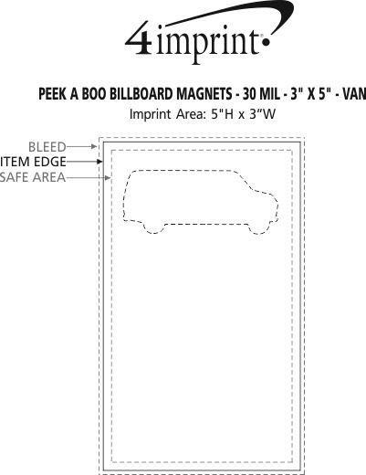 Imprint Area of Peek a Boo Billboard Magnets - 30 mil - 3" x 5" - Van