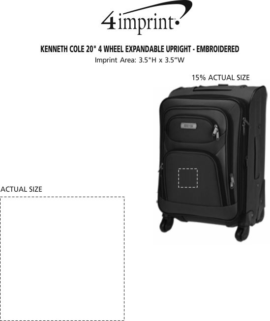Imprint Area of Kenneth Cole 20" 4 Wheel Expandable Upright - Embroidered