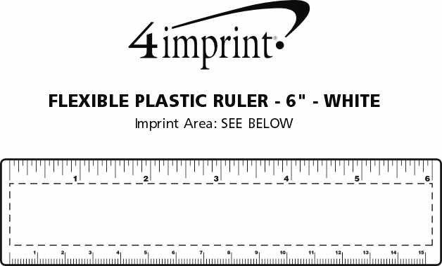 Imprint Area of Flexible Plastic Ruler - 6" - White