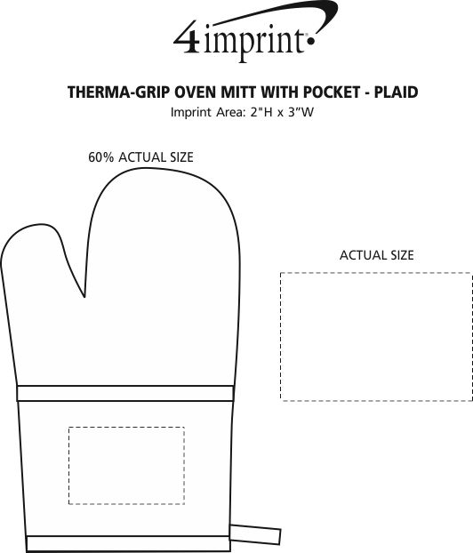 Imprint Area of Therma-Grip Oven Mitt with Pocket - Plaid
