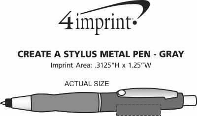 Imprint Area of Create A Stylus Metal Pen - Gray