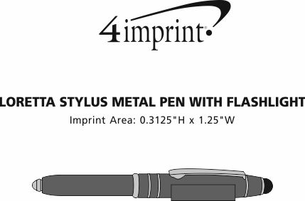 Imprint Area of Loretta Stylus Metal Pen with Flashlight