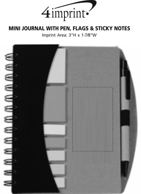 Imprint Area of Mini Journal with Pen, Flags & Sticky Notes