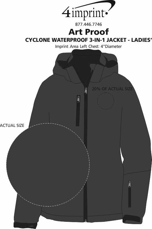 Imprint Area of Cyclone Waterproof 3-in-1 Jacket - Ladies'