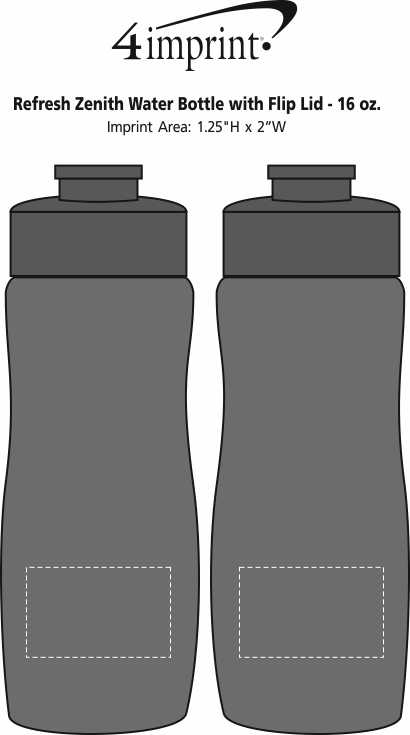 Imprint Area of Refresh Zenith Water Bottle with Flip Lid - 16 oz.