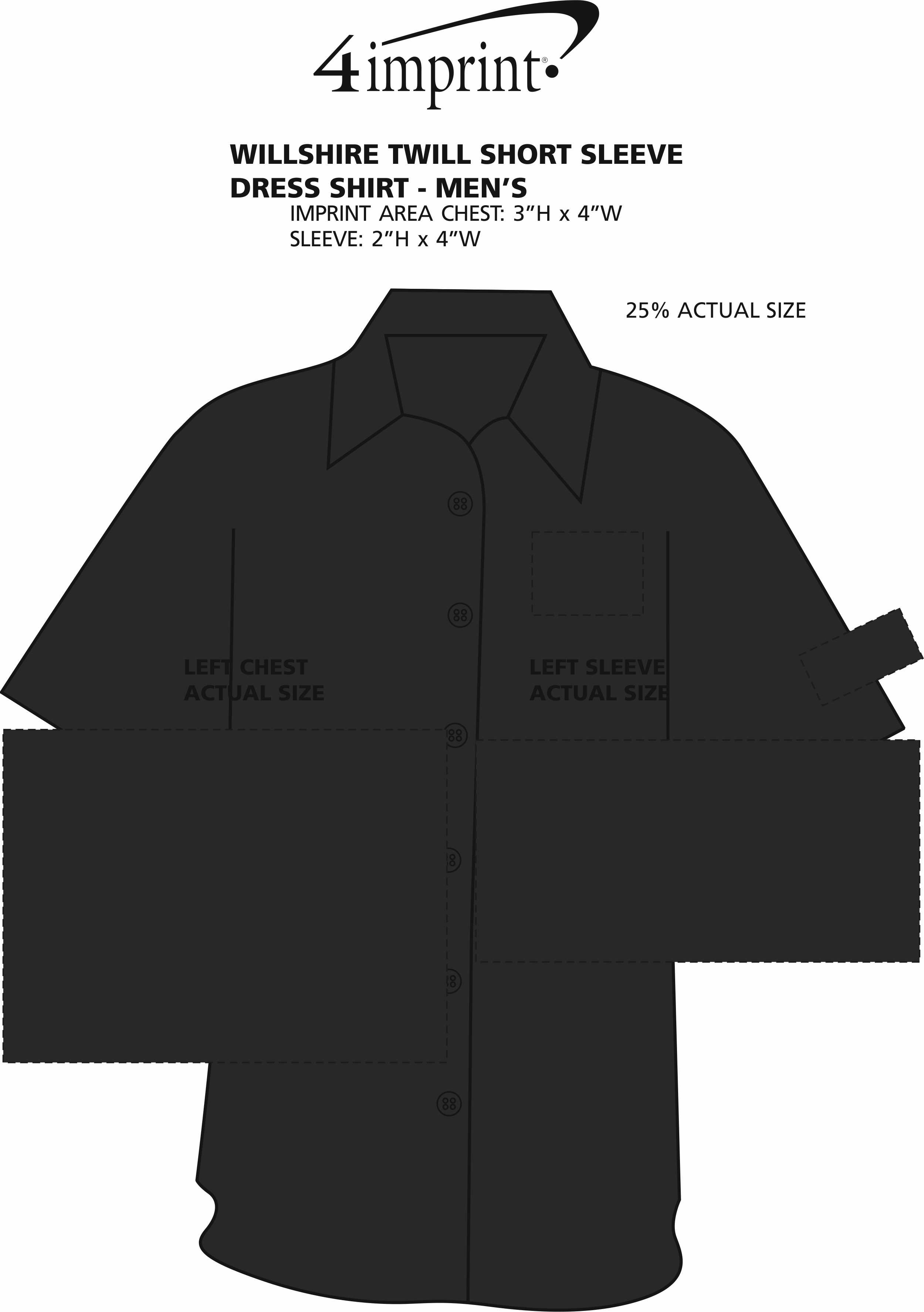 Imprint Area of Willshire Twill Short Sleeve Dress Shirt - Men's