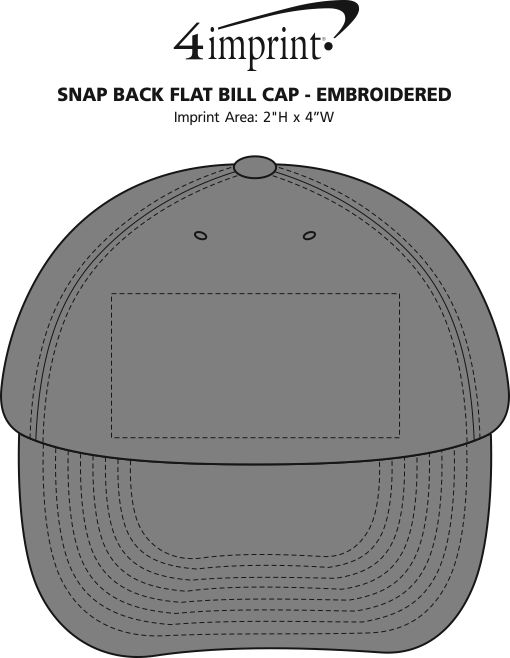 Imprint Area of Snap Back Flat Bill Cap - Embroidered