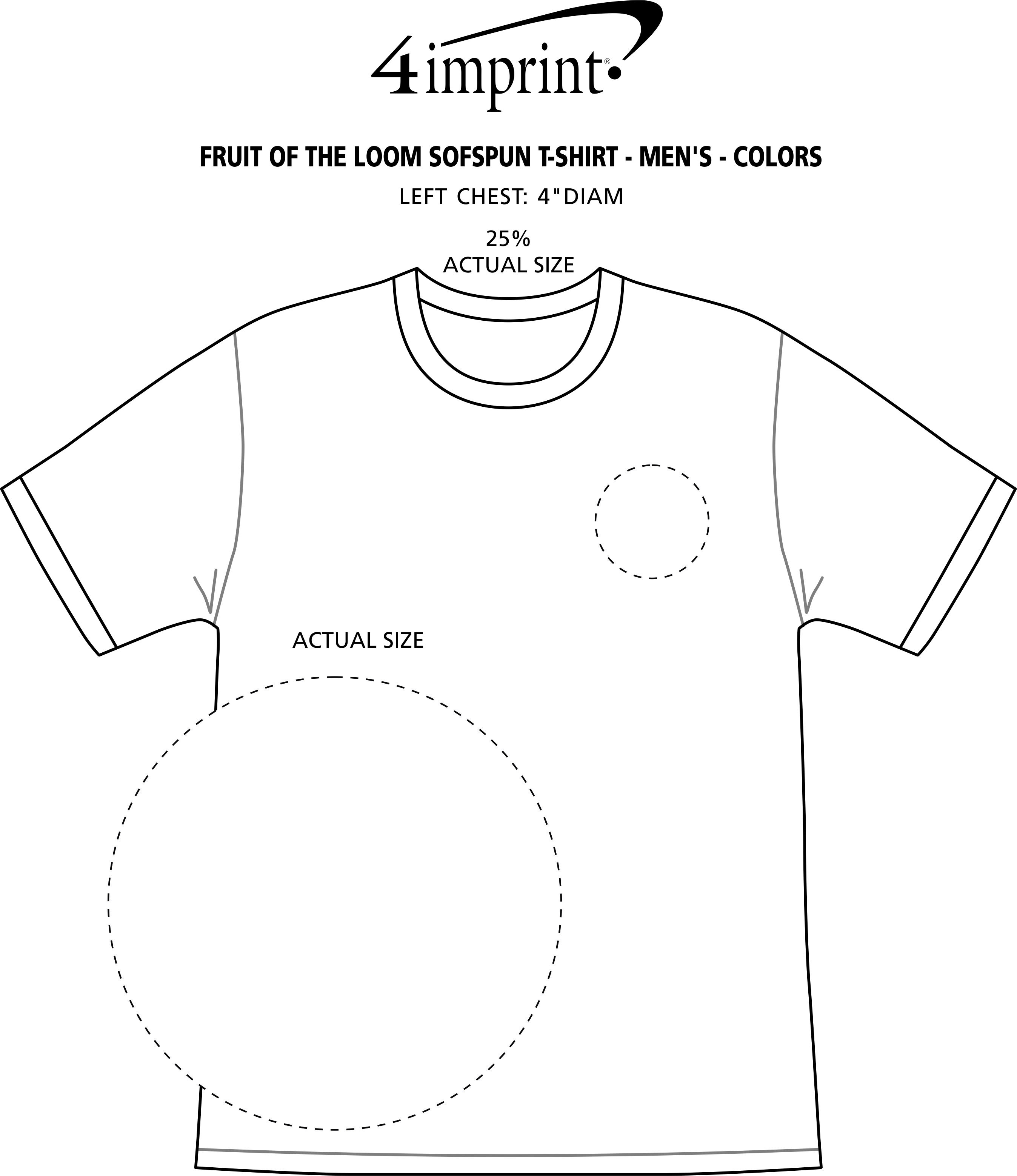 Imprint Area of Fruit of the Loom Sofspun T-Shirt - Men's - Colors - Embroidered