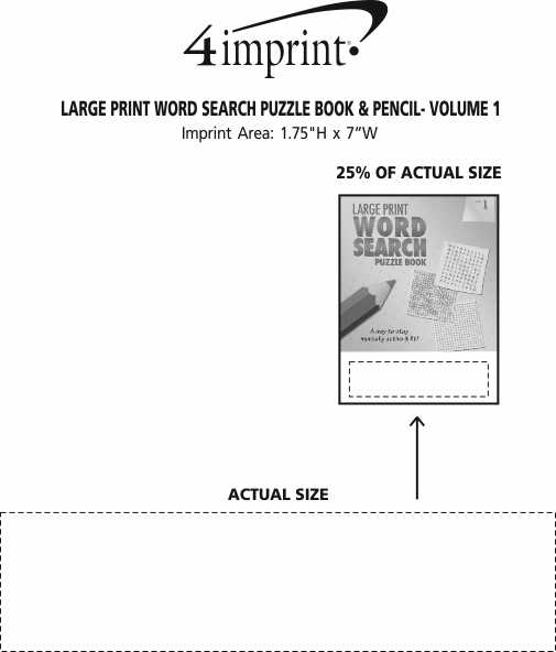 Imprint Area of Large Print Word Search Puzzle Book & Pencil- Volume 1