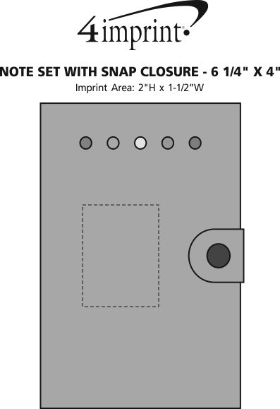 Imprint Area of Note Set with Snap Closure - 6-1/4" x 4"