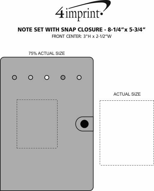 Imprint Area of Note Set with Snap Closure - 8-1/4" x 5-3/4"
