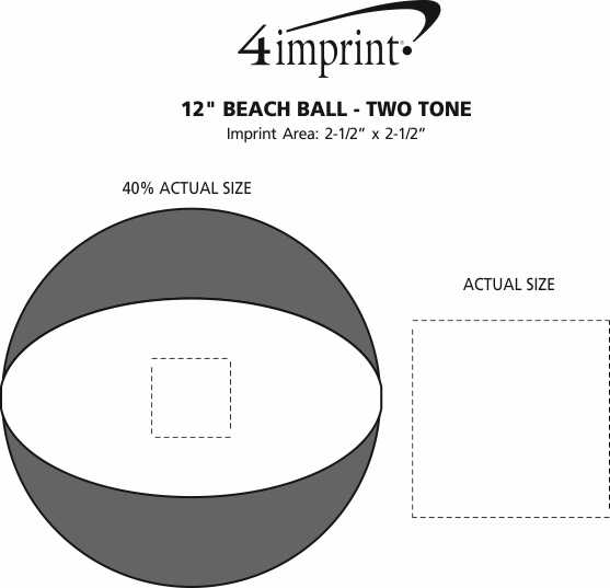 Imprint Area of 12" Beach Ball - Two Tone