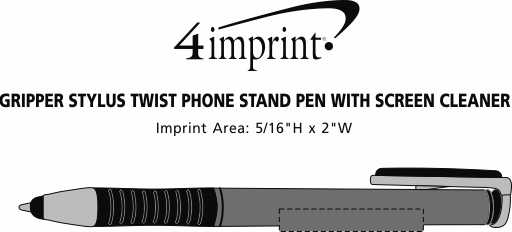 Imprint Area of Gripper Stylus Twist Phone Stand Pen with Screen Cleaner