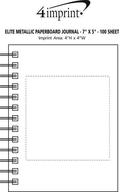 Imprint Area of Elite Metallic Paperboard Journal - 7" x 5" - 100 sheet