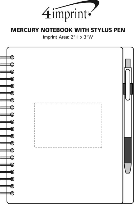 Imprint Area of Mercury Notebook with Stylus Pen