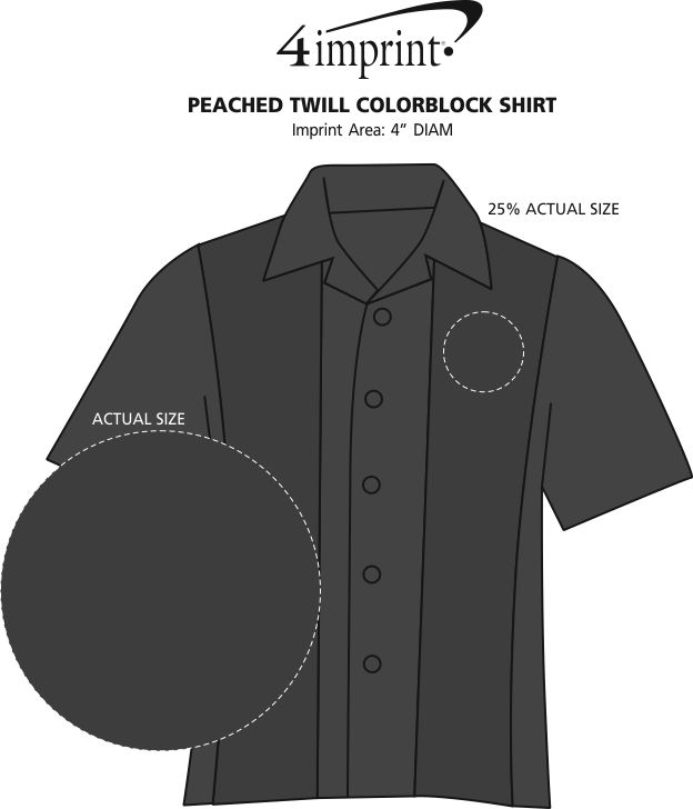 Imprint Area of Peached Twill Colorblock Shirt