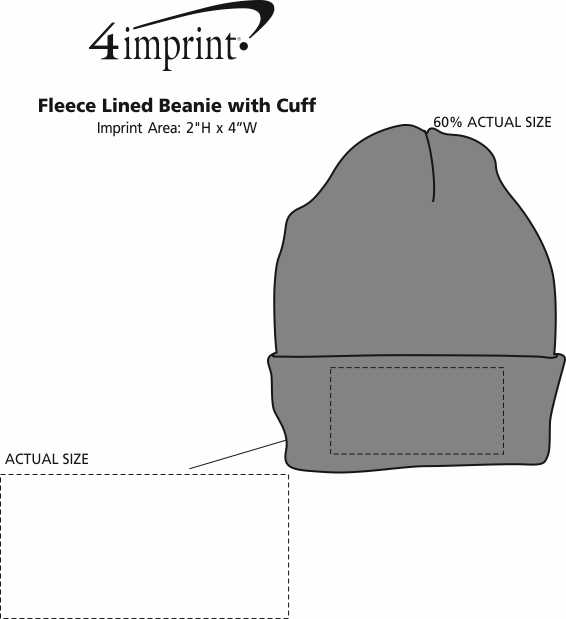 Imprint Area of Fleece Lined Beanie with Cuff