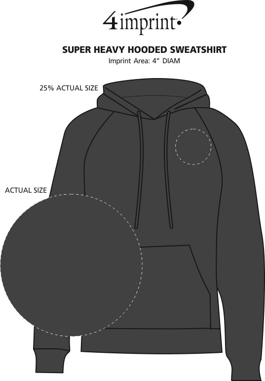 Imprint Area of Super Heavy Hooded Sweatshirt