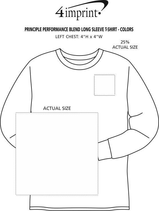 Imprint Area of Principle Performance Blend Long Sleeve T-Shirt - Colors
