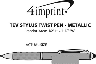 Imprint Area of Tev Stylus Twist Pen - Metallic