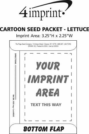 Imprint Area of Cartoon Seed Packet - Lettuce