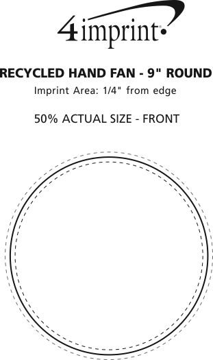 Imprint Area of Kraft Back Hand Fan - 8" Round