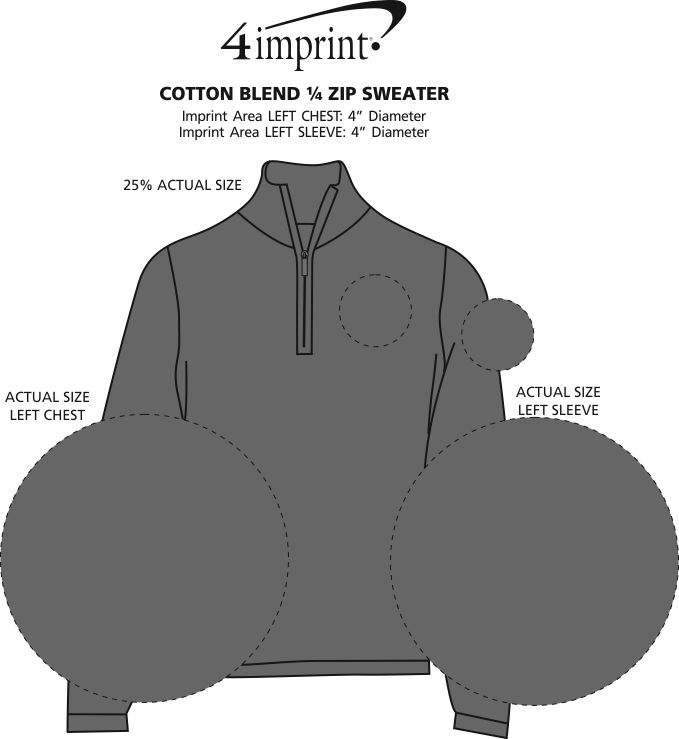 Imprint Area of Cotton Blend 1/4-Zip Sweater