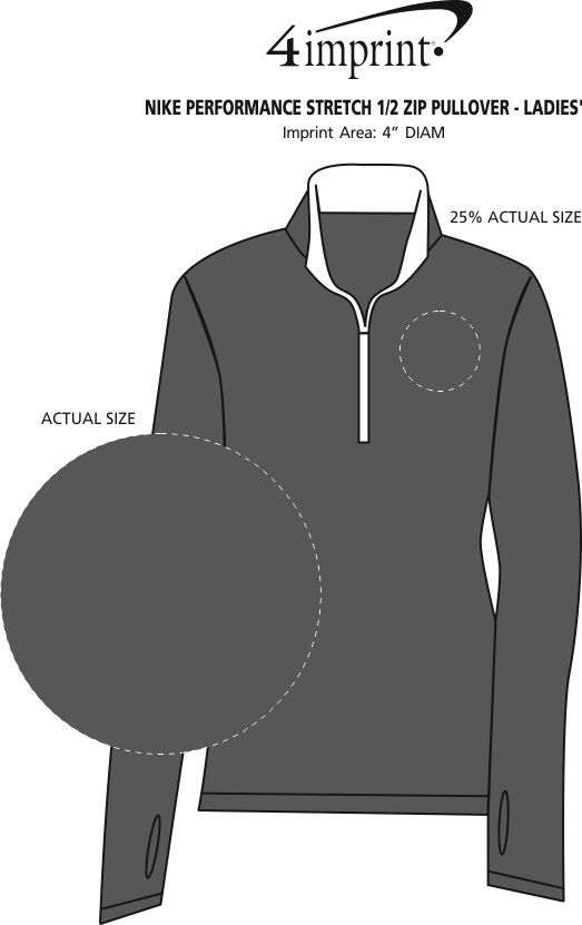 Imprint Area of Nike Performance Stretch 1/2-Zip Pullover - Ladies'