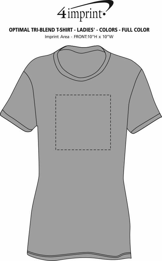 Imprint Area of Optimal Tri-Blend T-Shirt - Ladies' - Colors - Full Color