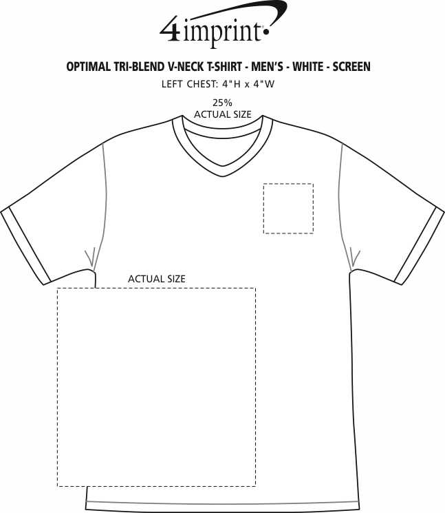 4imprint.com: Optimal Tri-Blend V-Neck T-Shirt - Men's - White - Screen ...