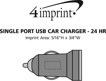 Imprint Area of Single Port USB Car Charger - 24 hr