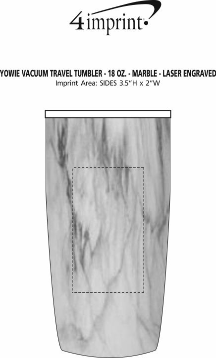 Imprint Area of Yowie Vacuum Travel Tumbler - 18 oz. - Marble - Laser Engraved