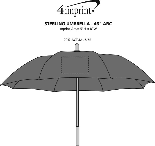 Imprint Area of Sterling Umbrella - 46" Arc