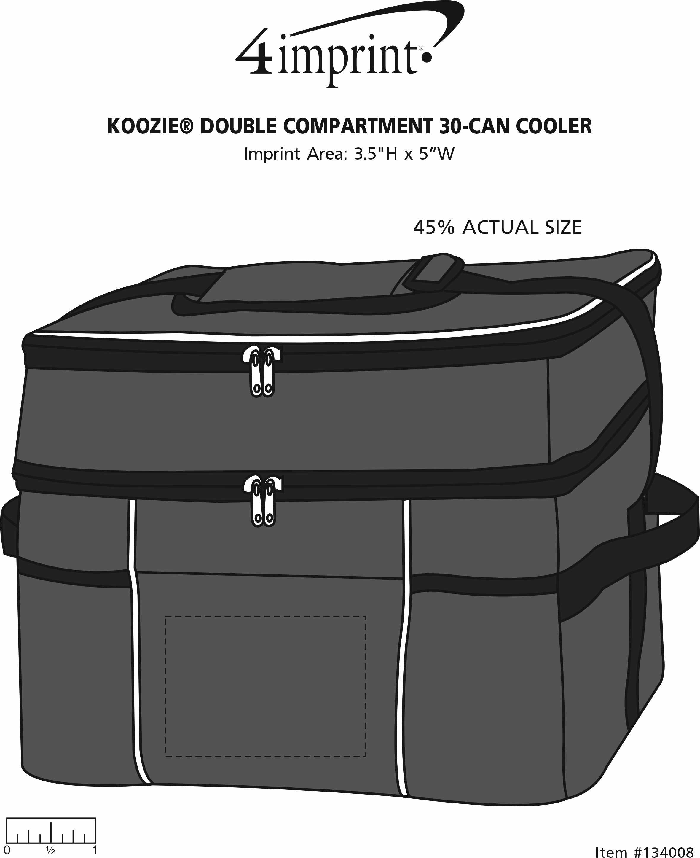 Imprint Area of Koozie® Double Compartment 30-Can Kooler